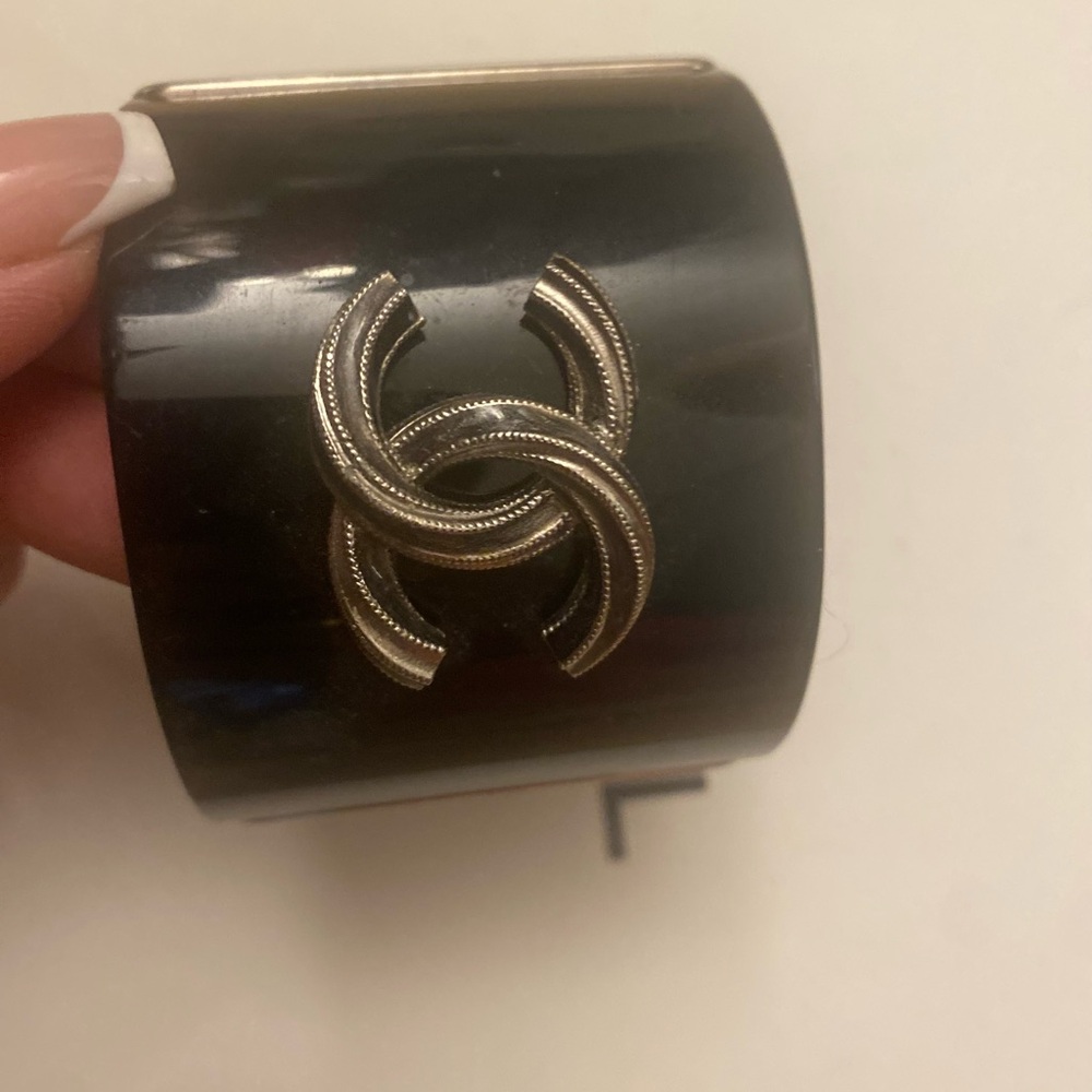 Chanel Black and Silver Cuff Bracelet - Picture 5 of 15